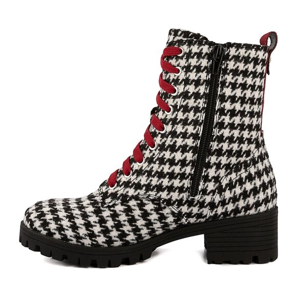 NWOT Woman's Combat Boots Houndstooth 9.5 - Picture 2 of 3